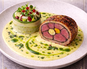Rindsroulade Fine Dining Print, Gourmet Kulinarische Küche Kunst (Digitaler Download)