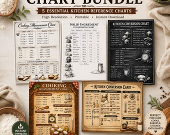 Messtabellen-Bundle | Küche Umsetzung Printable | Digitaler Download