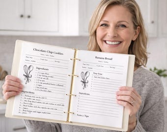 Printable Recipe Page Template | Minimalist Cookbook Binder Page (Digital Download)