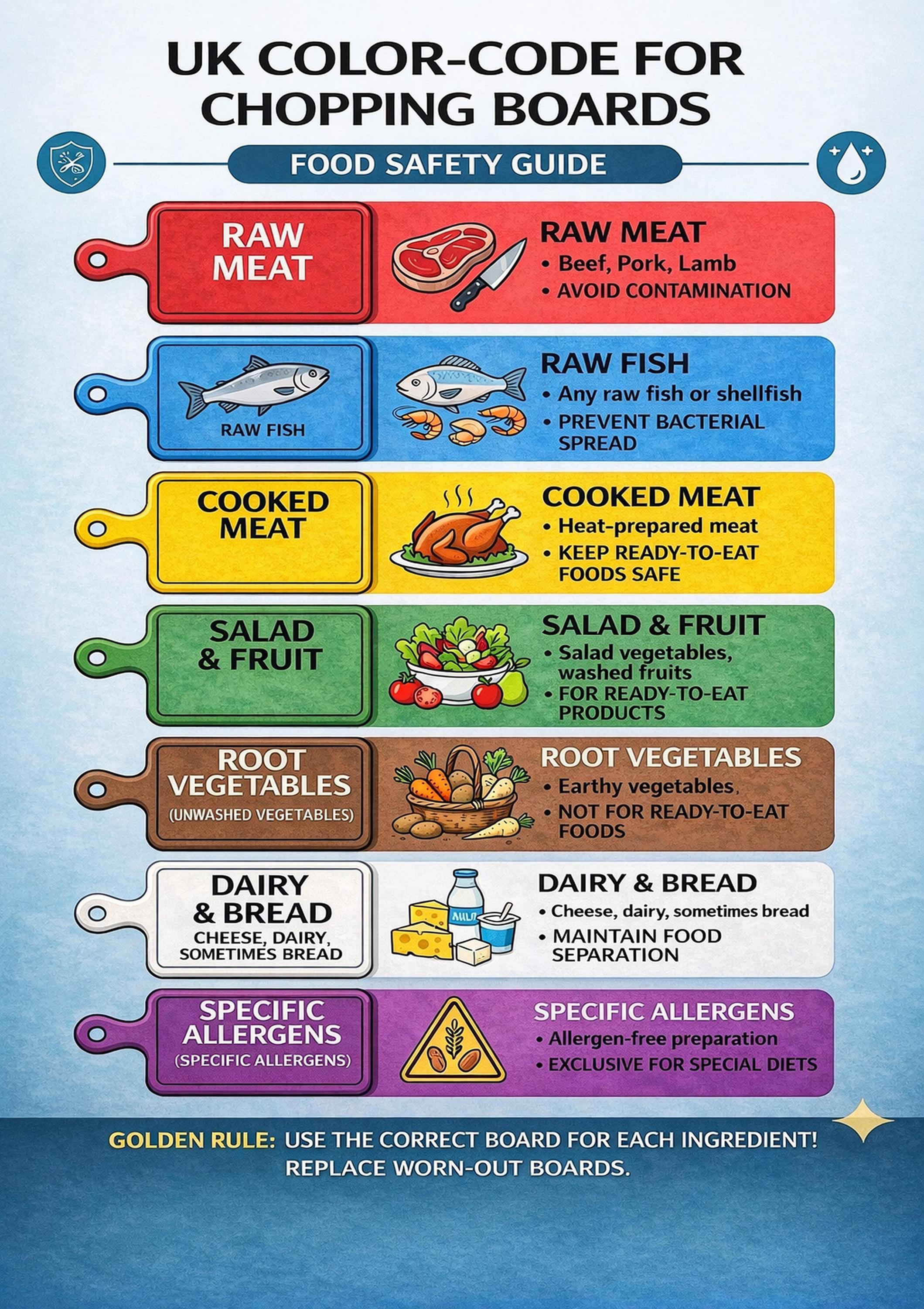UK Chopping Board Color Code Poster | Food Safety Guide (digital ...
