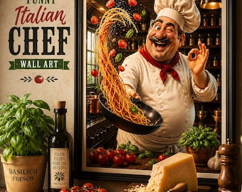 Funny Italian Chef Pasta Wall Art (Digital Download)
