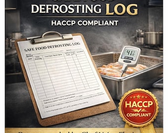 HACCP Compliant Food Defrosting Log Sheet (PDF, DOCX)