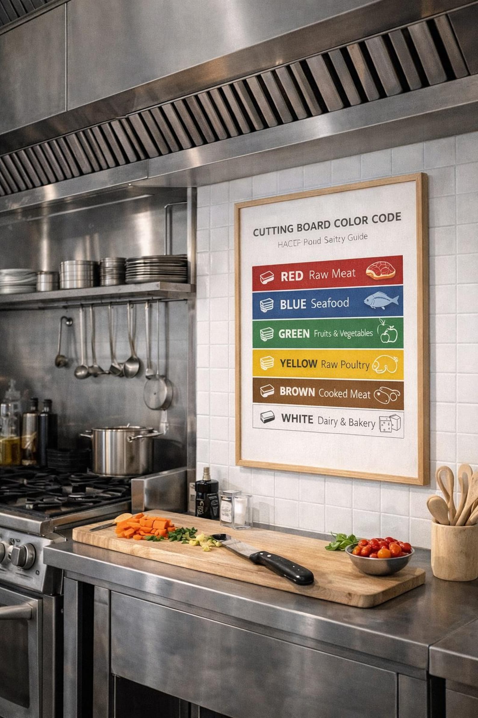 HACCP Chopping Board Color Code Chart, Kitchen Safety Poster (digital ...