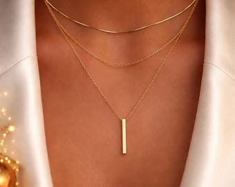 Triple Strand Necklace: Minimalist Gold Layering - Adjustable Length