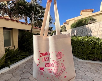 Personalized Canvas Tote Bag: Personalized Party Bag with Name, Location, & Year for Any Occasion, Bridesmaids Gift, Bachelorette Gift