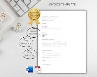 Invoice Template for Freelancers and Small Businesses - Modern Editable Invoice (Word Download)