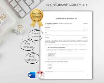 Brand Sponsorship Contract for Influencers, Events and Creators (Editable Word)