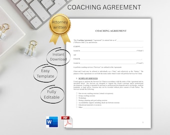 Coaching Agreement Template for Coaches | Client Contract (Editable) (Instant Download)