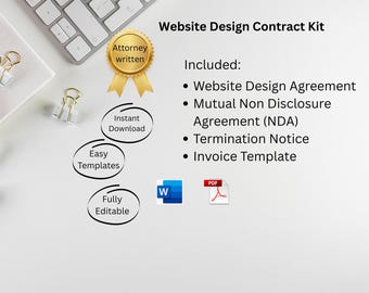 Web Design Contract Kit - Website Design Agreement, NDA, Invoice & Termination Templates (Editable Word Bundle)
