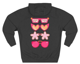 Pink Sunglasses Stack hoodie | three-panel sunglasses graphic
