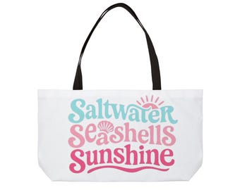 Saltwater Seashells Sunshine Weekender Tote Bag | Beach Vibes, Summer Tote