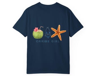 Caribe Girl coconut, bikini, starfish T-shirt