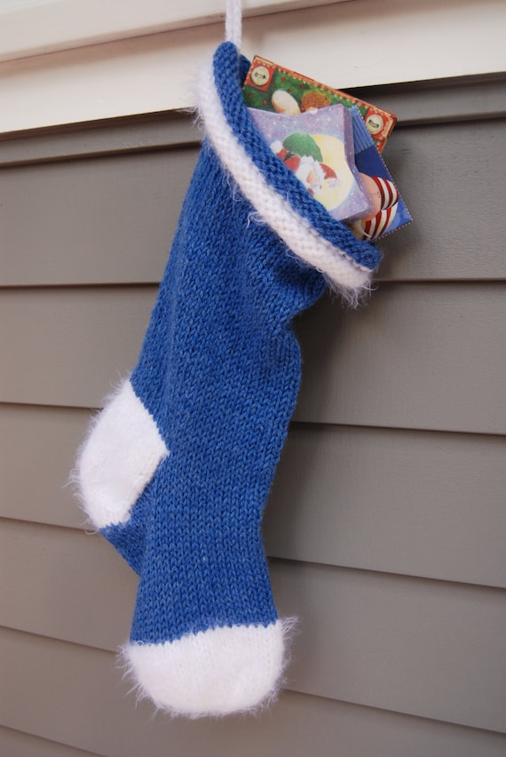Knit Christmas stocking knit stocking denim blue stocking Etsy