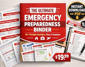 Emergency Preparedness Binder | 50+ Printable Checklists Plans & Templates - Digital PDF Download