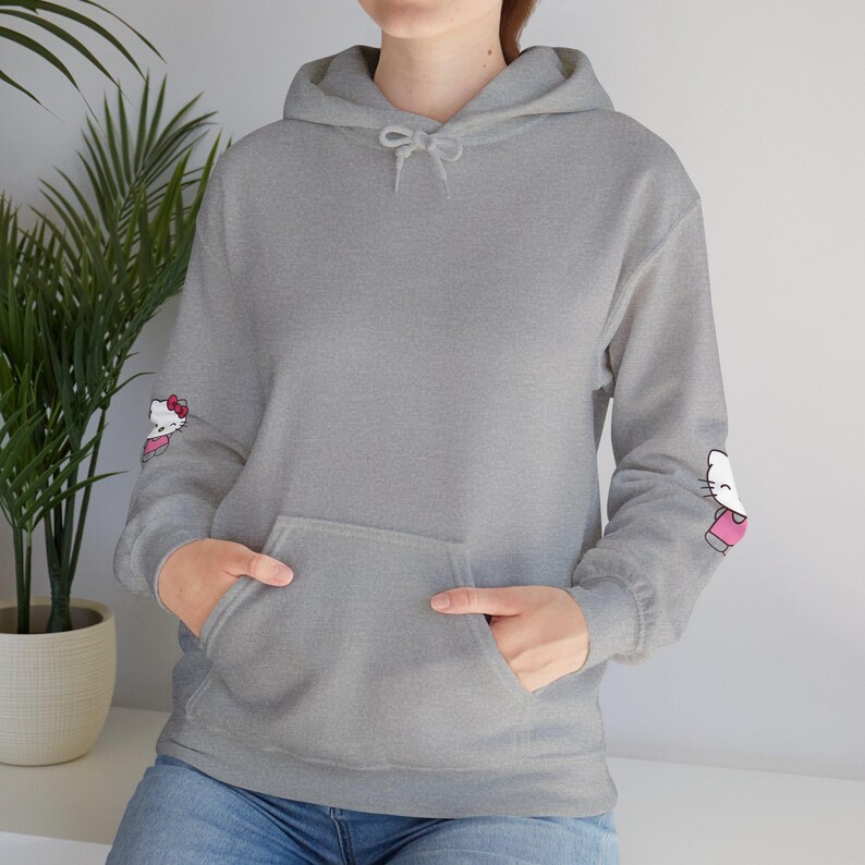 Hello Kitty Face Hoodie | Cute Character Pullover, Pink Bow Sleeves image 13