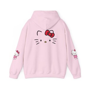 Hello Kitty Face Hoodie | Cute Character Pullover, Pink Bow Sleeves image 8