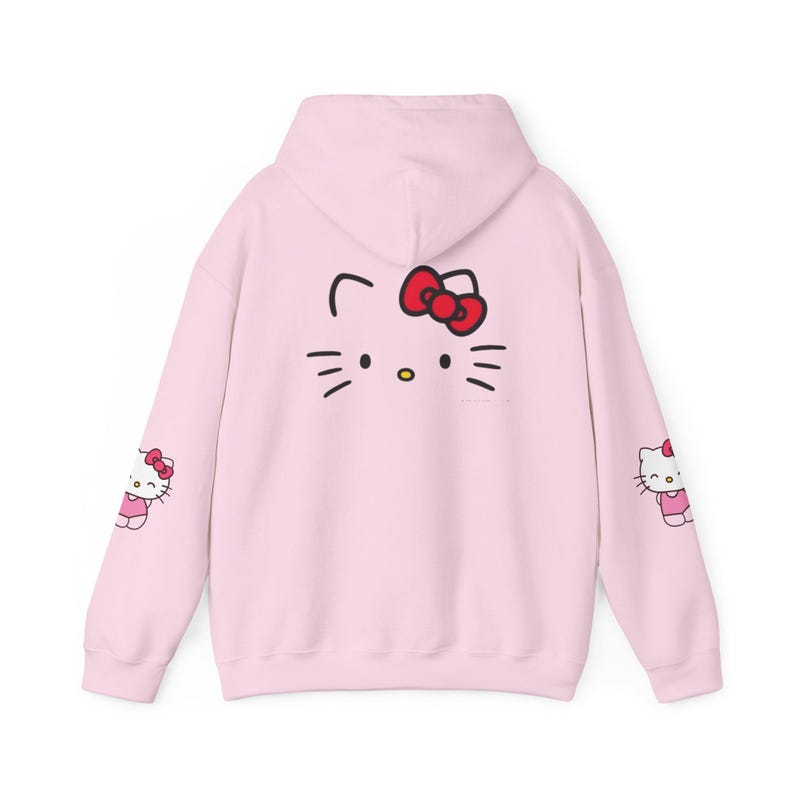 Hello Kitty Face Hoodie | Cute Character Pullover, Pink Bow Sleeves image 8