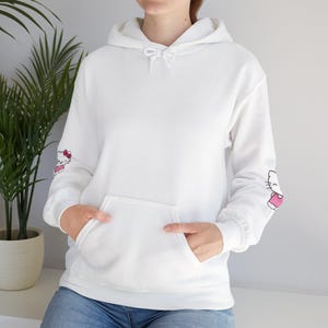 Hello Kitty Face Hoodie | Cute Character Pullover, Pink Bow Sleeves image 11