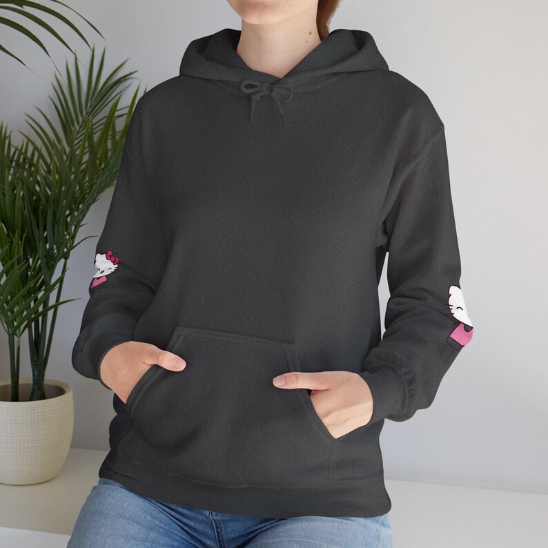 Hello Kitty Face Hoodie | Cute Character Pullover, Pink Bow Sleeves image 15