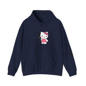 Hello Kitty with Rifle Hoodie | Cute Character Graphic Pullover image 8
