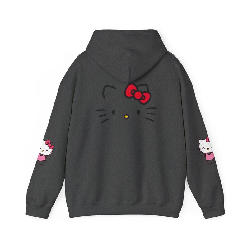 Hello Kitty Face Hoodie | Cute Character Pullover, Pink Bow Sleeves image 5
