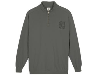 Minimalist Tiny Paw Print Quarter-Zip | Subtle Chest Dog Paw Design