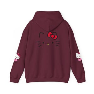 Hello Kitty Face Hoodie | Cute Character Pullover, Pink Bow Sleeves image 4