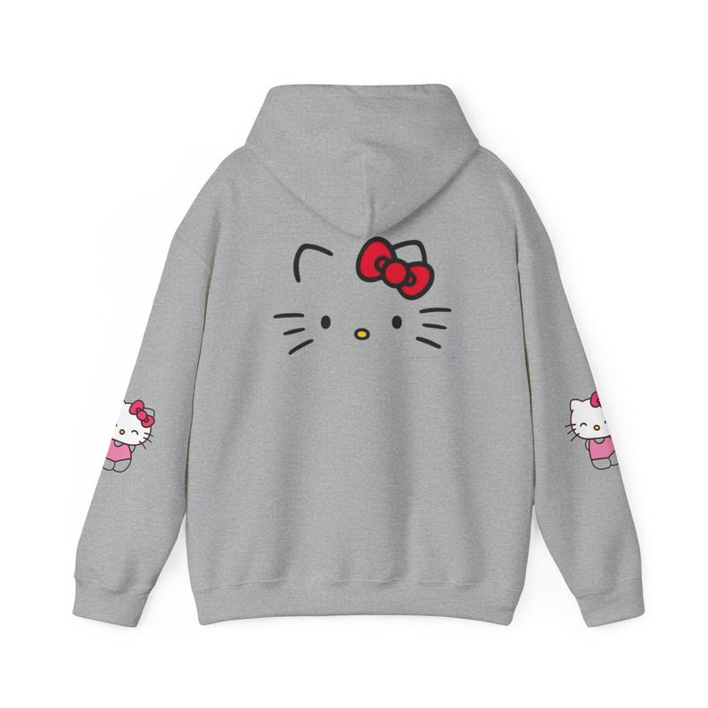 Hello Kitty Face Hoodie | Cute Character Pullover, Pink Bow Sleeves image 3