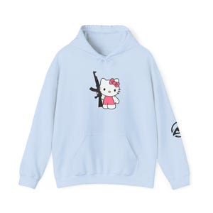 Hello Kitty with Rifle Hoodie | Cute Character Graphic Pullover image 6
