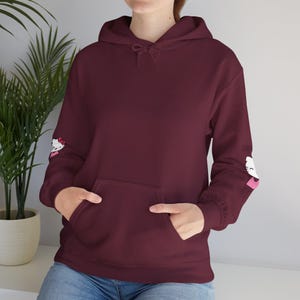 Hello Kitty Face Hoodie | Cute Character Pullover, Pink Bow Sleeves image 14