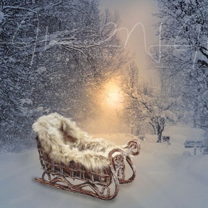 Winter Digital Background christmas background digital Baby Background Sleigh background Sled background winter digital backdrop snowy backg