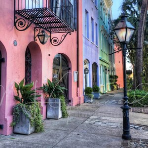 Rainbow Row Print Digital Print Pastel Houses Row of Colorful Houses Charlestion South Carolina  Historic Homes