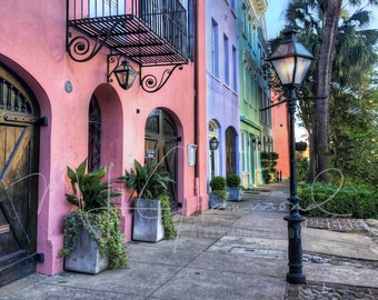 Rainbow Row Print Digital Print Pastel Houses Row of Colorful Houses Charlestion South Carolina  Historic Homes