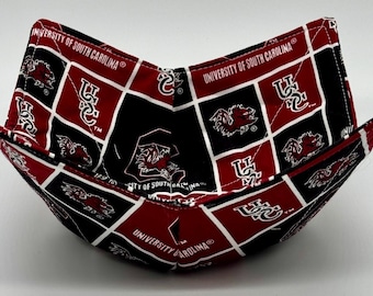 South Carolina Gamecocks Bowl Cozy – NCAA Microwave Safe Soup Bowl Holder – Cotton Fabric Handmade