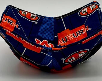Auburn Tigers Bowl Cozy – NCAA Microwave Safe Soup Bowl Holder – Cotton Fabric Handmade