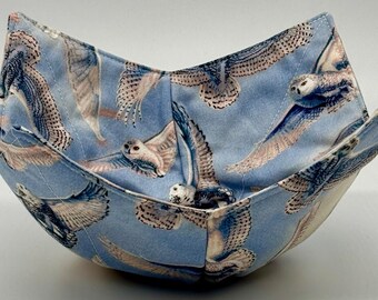 Owl Bowl Cozy – Microwave Safe Soup Bowl Holder – Cotton Fabric Handmade