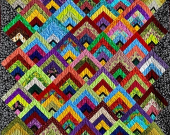 Colorful Scrappy Quilt Handmade Geometric Patchwork Throw Quilt