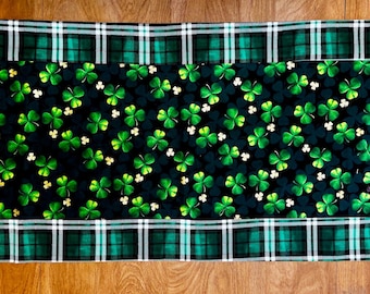 Handmade St Patricks Day Table Runner Shamrock Decor Green Plaid Farmhouse Kitchen Table Topper Gift for Her Housewarming Gift