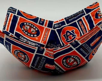 Auburn Tigers Bowl Cozy – NCAA Microwave Safe Soup Bowl Holder – Cotton Fabric Handmade