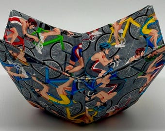 Cycling Bowl Cozy – Microwave Safe Soup Bowl Holder – Cotton Fabric Handmade