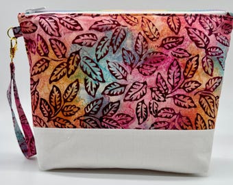 Large Leaf Wristlet Zipper Pouch Makeup Bag Travel Organizer Gift