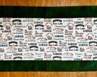 Handmade Lodge Table Runner Cabin Decor Deer Lodge Elk Creek Rustic Cottage Kitchen Table Topper Gift for Him Housewarming Gift