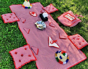 Spersonalizowany zestaw piknikowy dla rodziny | Elegancki prezent na plener w stylu marokańskim boho