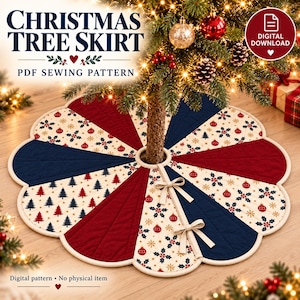 Patron de couture PDF pour jupe de sapin de Noël, guide de patchwork festonné matelassé