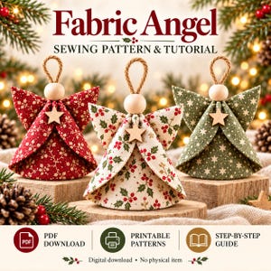 Patron de couture PDF pour décoration d'ange en tissu – Tutoriel de Noël et modèles imprimables