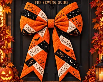 Quilted Halloween Bow Sewing Guide PDF, Patchwork Door Hanger Tutorial