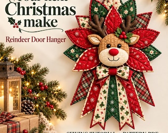 Reindeer Door Hanger Sewing Pattern PDF – Quilted Christmas Decoration with Step-by-Step Tutorial