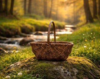 Small Hand-Made Rustic Willow Garden Trug Basket – Natural Biodegradable Wood