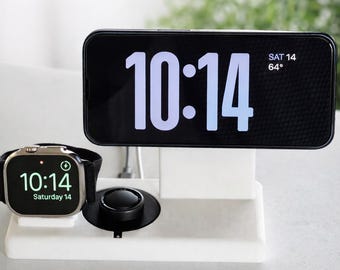 3-in-1 Charging Dock for Apple Watch, Oura Ring Gen 3/4, iPhone MagSafe, Minimalist All in One Docking Station