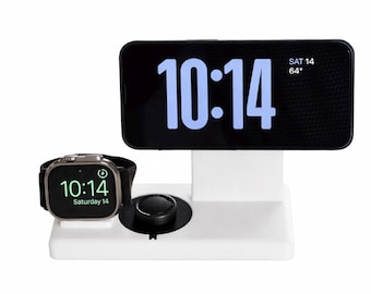 3-in-1 Charging Dock for Apple Watch, Oura Ring Gen 3/4, iPhone MagSafe, Minimalist All in One Docking Station